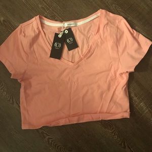 Cropped peach color tee